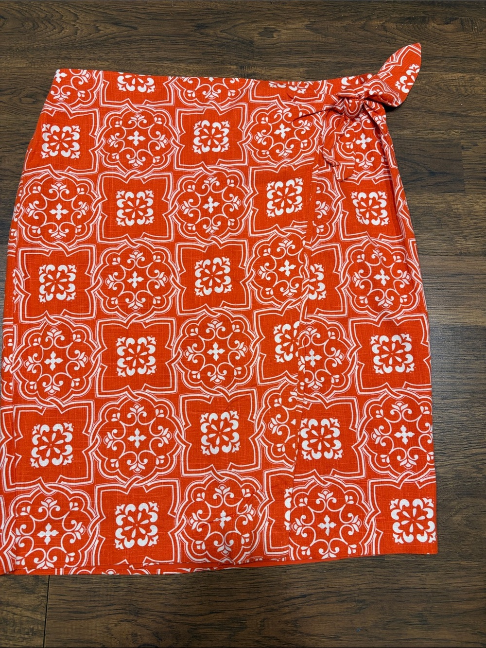 Ann Taylor Orange and White Tile-Print Swim Sarong Wrap